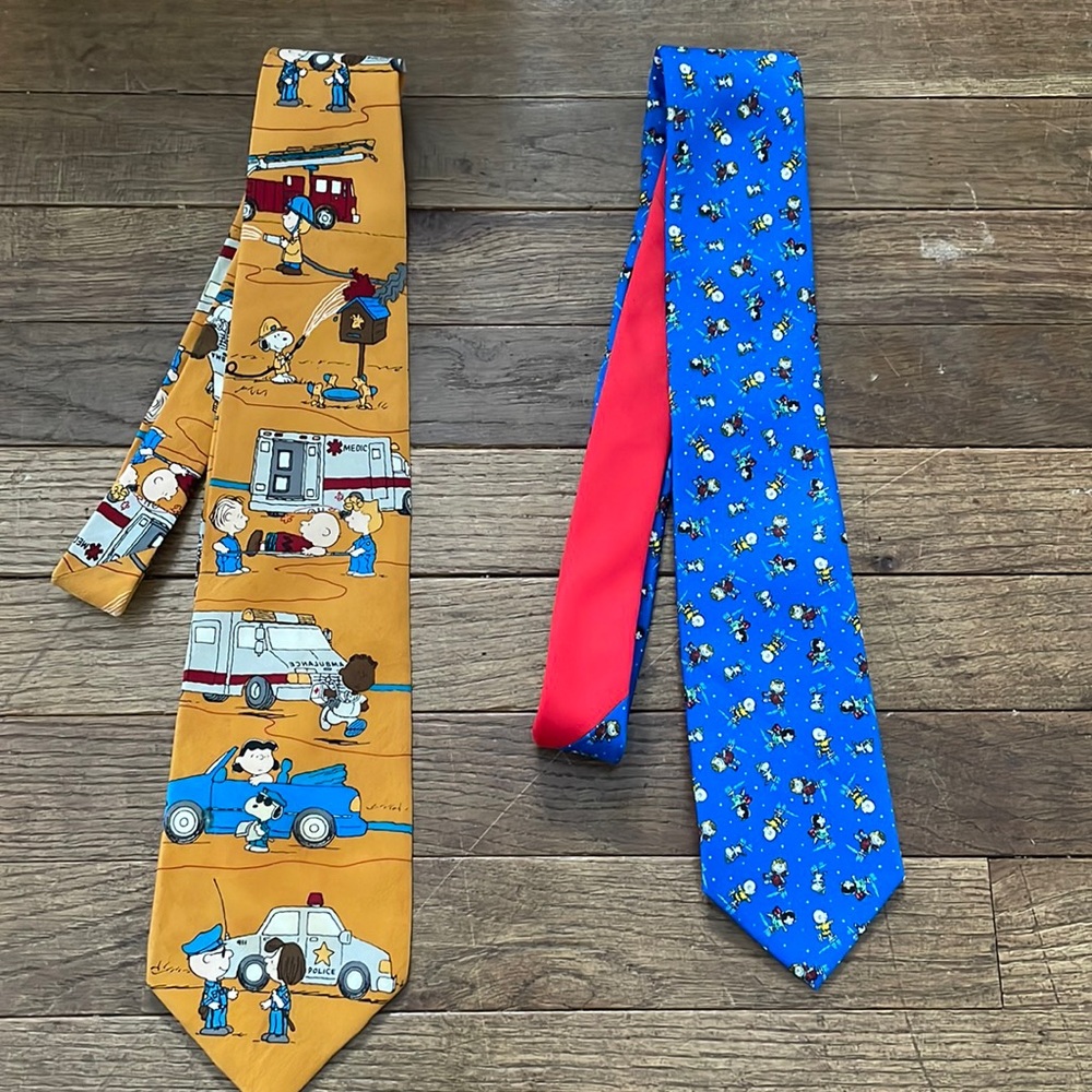 2 Peanuts Snoopy and Charlie Brown men’s tie bundle